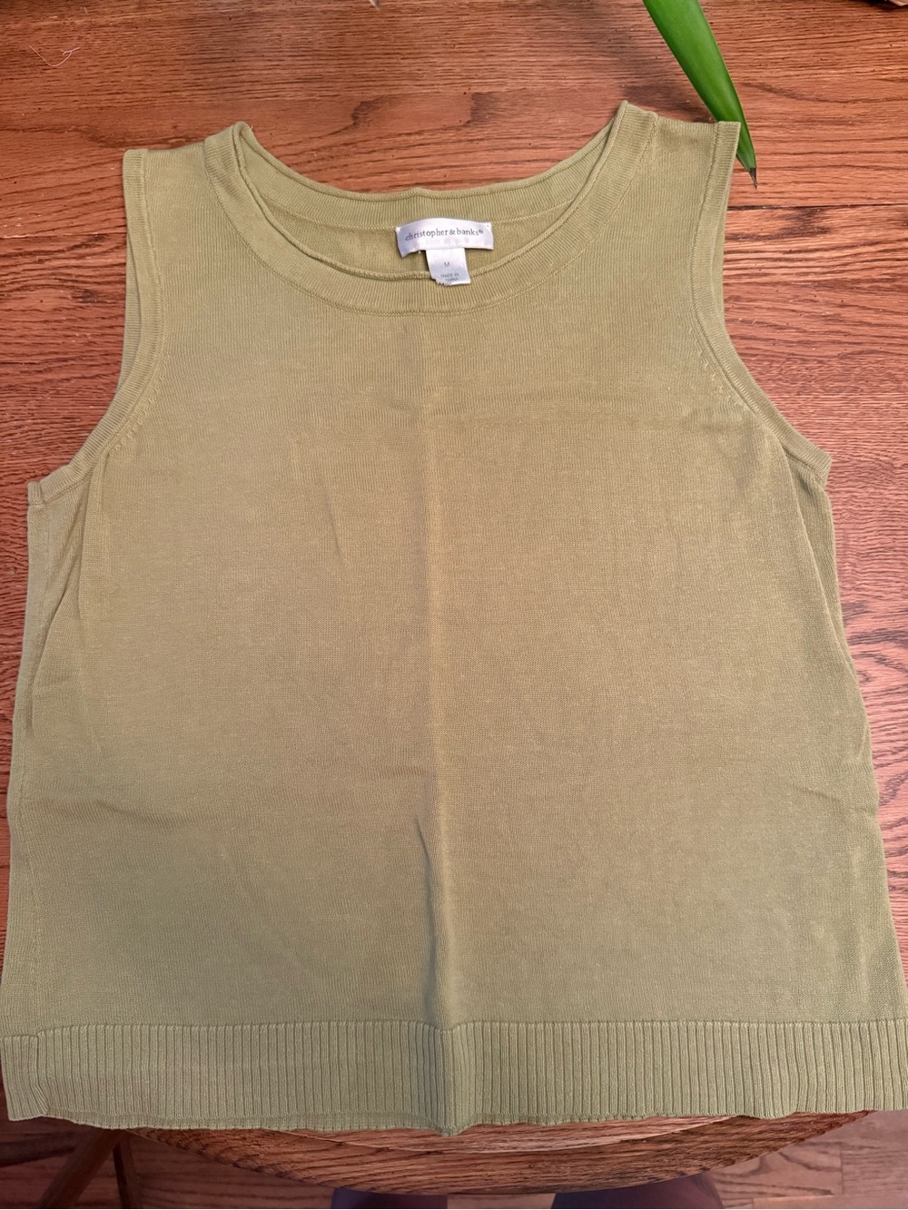 Christopher & Banks Olive Green Knit Tank Top